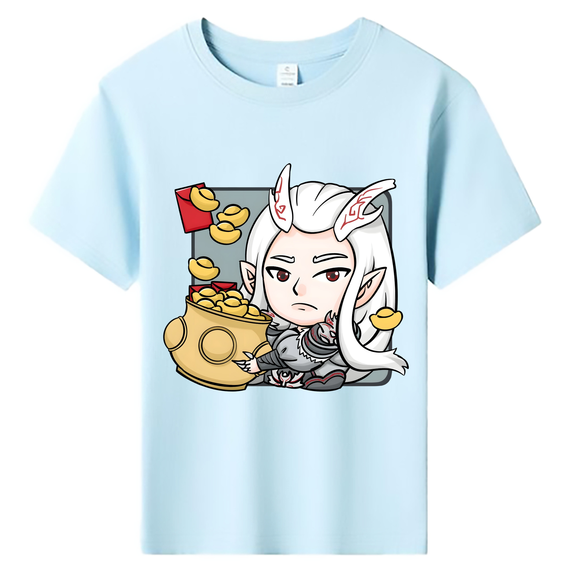 （画像用） Ne Zha 2 ナタ 魔童の大暴れ 綿100％キッズTシャツ（フロントプリント）